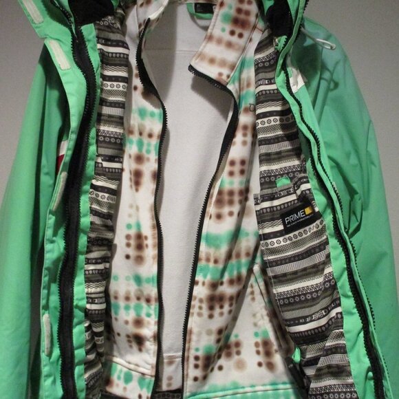 Womens Orage Ski Snow Winter Jacket 3 in 1 Green White Hooded - Picture 2 of 12